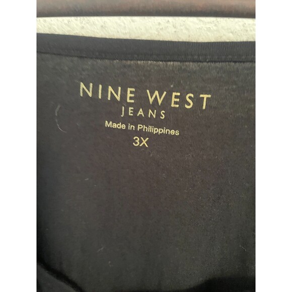 Nine West Womens Black Lace Sleeve Button Front Top Size 3X Witchy Goth Romantic - Picture 7 of 8